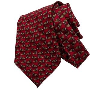 The Nature Conservancy Mens Silk Tie Red Laysan Duck Animal Print Conservation
